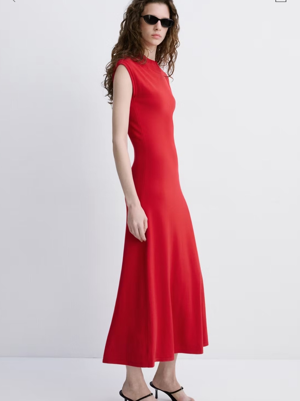 NWT Mango Perkins-Neck Red Knitted Dress, size XL.